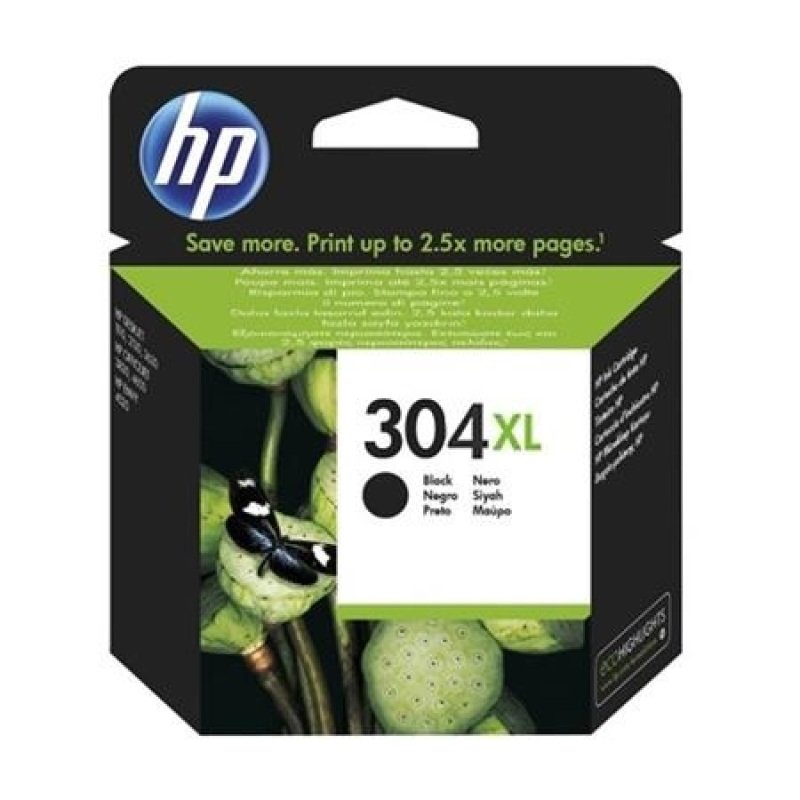 Image of HP 304XL Black Original&nbsp;Ink Cartridge - High Yield 300 Pages - N9K08AE