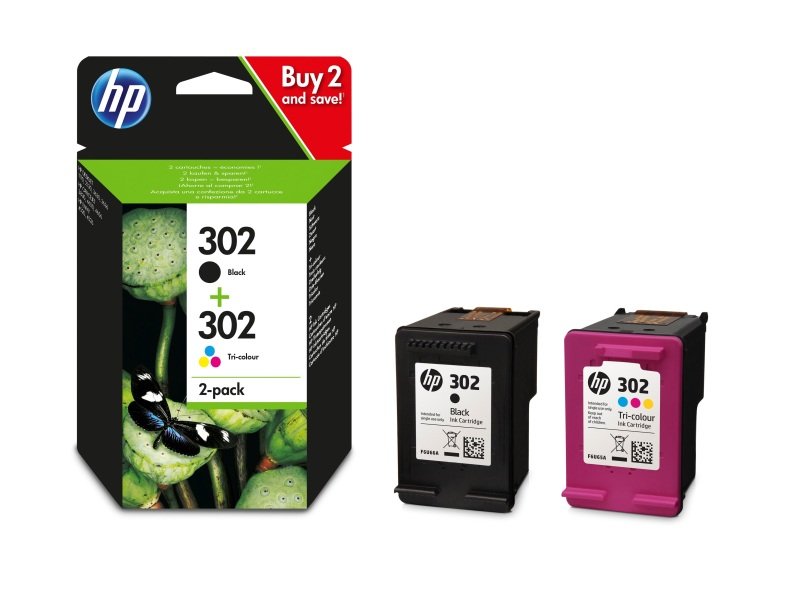 Image of HP 302 Multi-pack 1x Black, 1x Tri-Colour Original&nbsp;Ink Cartridge - Standard Yield 190 Pages/588 Pages - X4D37AE