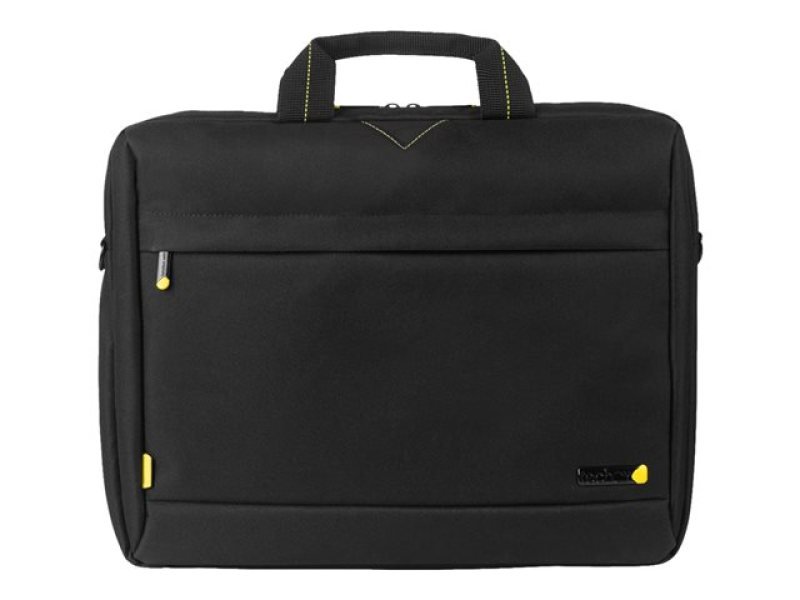Techair 141 Slim Line Top Loader With Documents Compartment And Shoulder Strap In Black Tan1204v2
