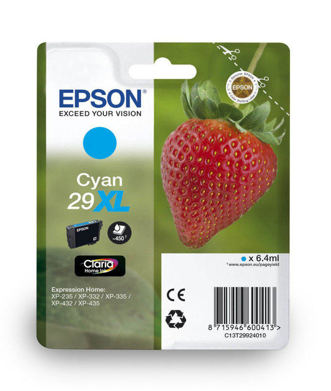 Image of Epson 29XL Strawberry High Yield Ink Cartridge - Cyan