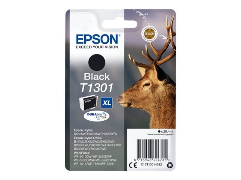 Click to view product details and reviews for Epson T1301 Black Ink Cartridge.