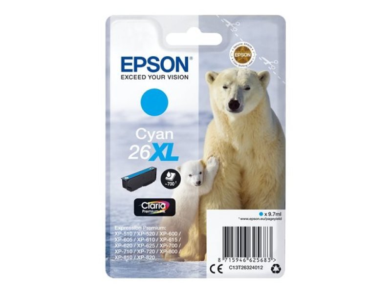 Image of Epson 26XL Cyan Inkjet Cartridge