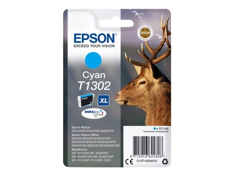 Image of Epson T1302 XHY Cyan Inkjet Cartridge
