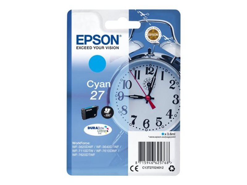 Click to view product details and reviews for Epson 27 Cyan Inkjet Cartridge.