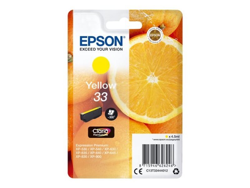 Image of Epson 33 Yellow Inkjet Cartridge