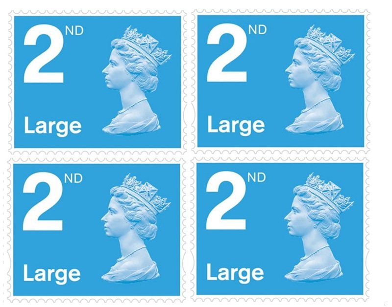 Royal Mail 2nd Class Large Postage Stamps - 4 Pack