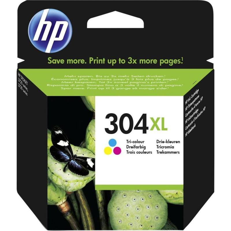 Image of HP 304XL Tri-Colour Original&nbsp;Ink Cartridge - High Yield 300 Pages - N9K07AE