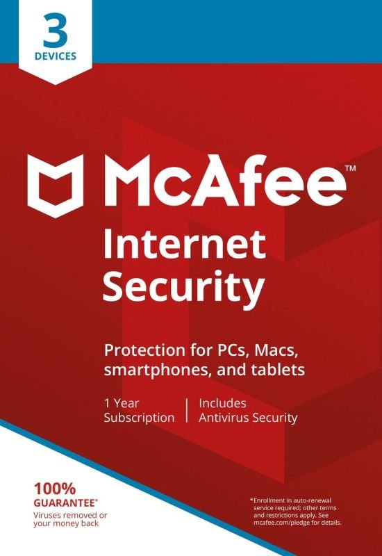 Mcafee Internet Security 3 Devices 1 Year Subscription Electronic Software Download