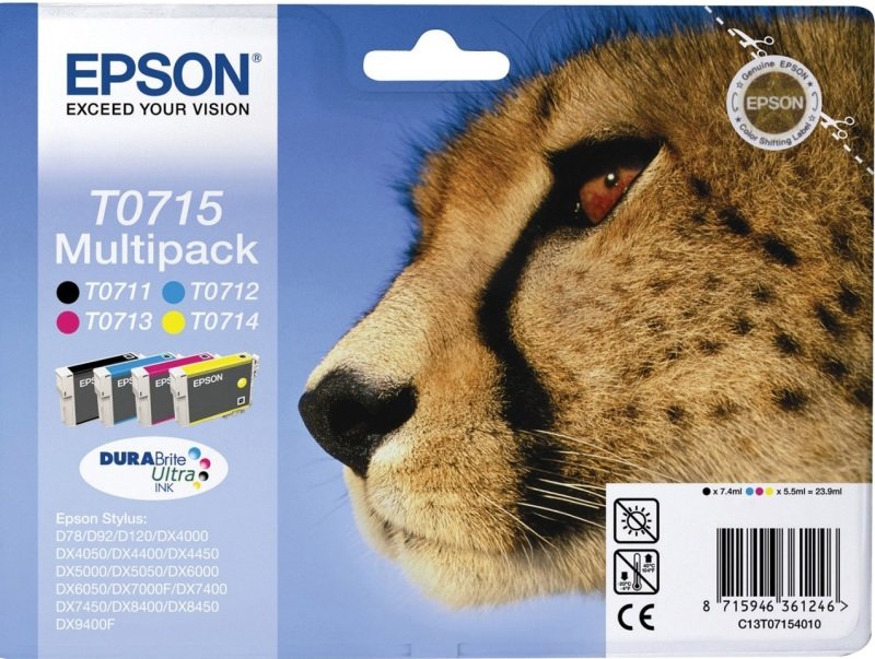 Image of Epson T0715 Multi-pack Colour Ink Cartridges