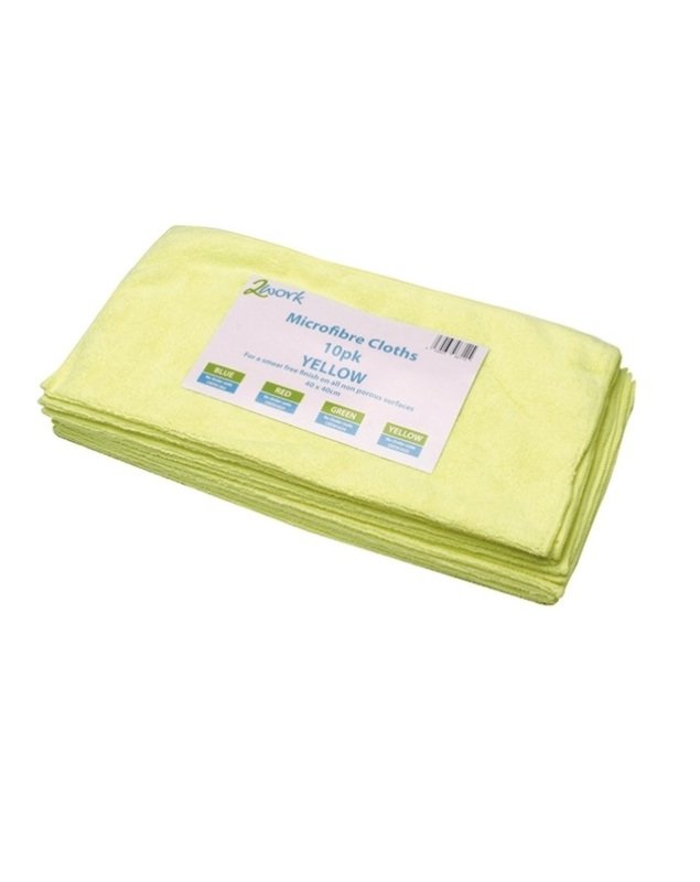 Image of 2Work Yellow 400x400mm Microfibre Cloth Pack of 10 101161YL