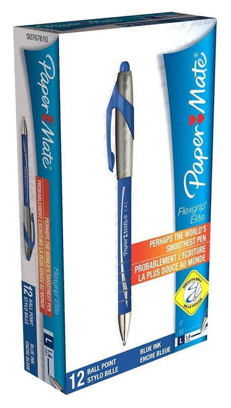 Papermate Flexgrip Elite Ballpoint Pen Blue 12 Pack Ebuyer