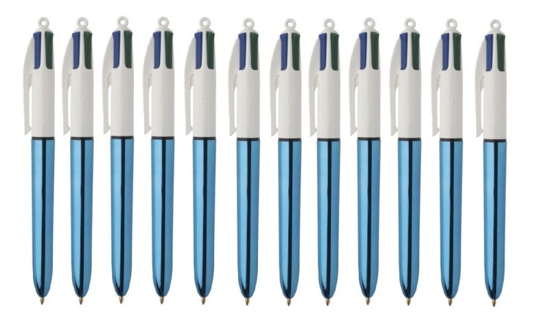 Bic 4 Colour Shine Blue Body 1.0mm Point 0.4mm Line Pk12 Review