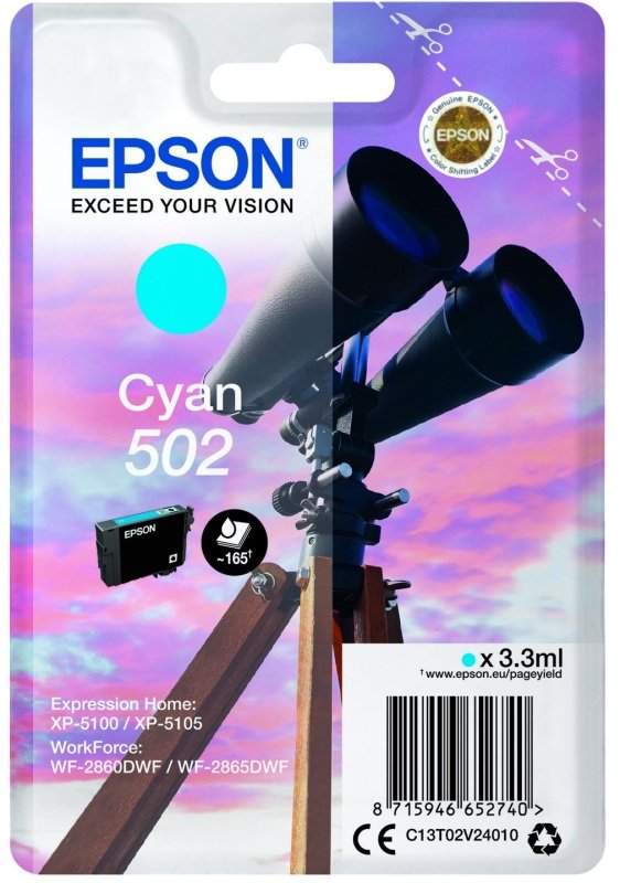 Image of Epson 502 Cyan Ink Cartridge