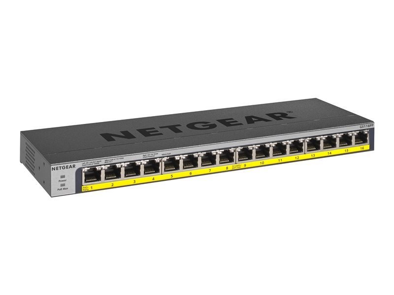 Netgear 16-Port PoE/PoE+ 183W Gigabit Ethernet  Unmanaged Switch