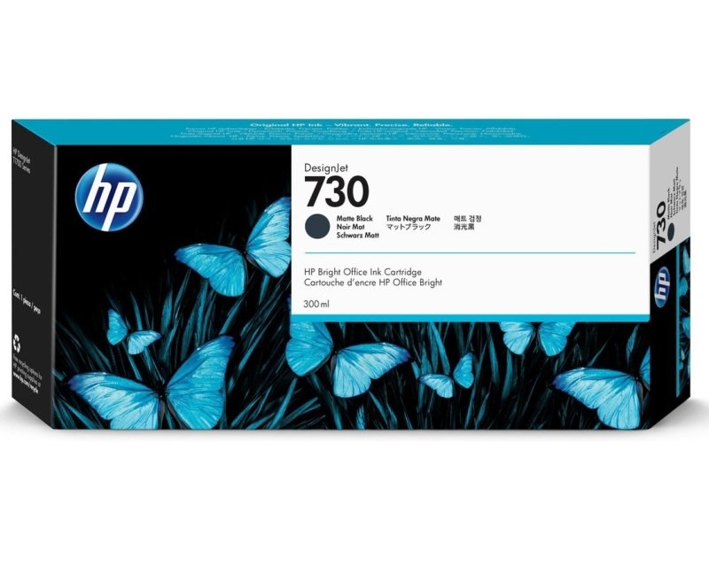Image of HP 730 Matte Black Original&nbsp;Designjet Ink Cartridge - High Yield 300ml - P2V71A
