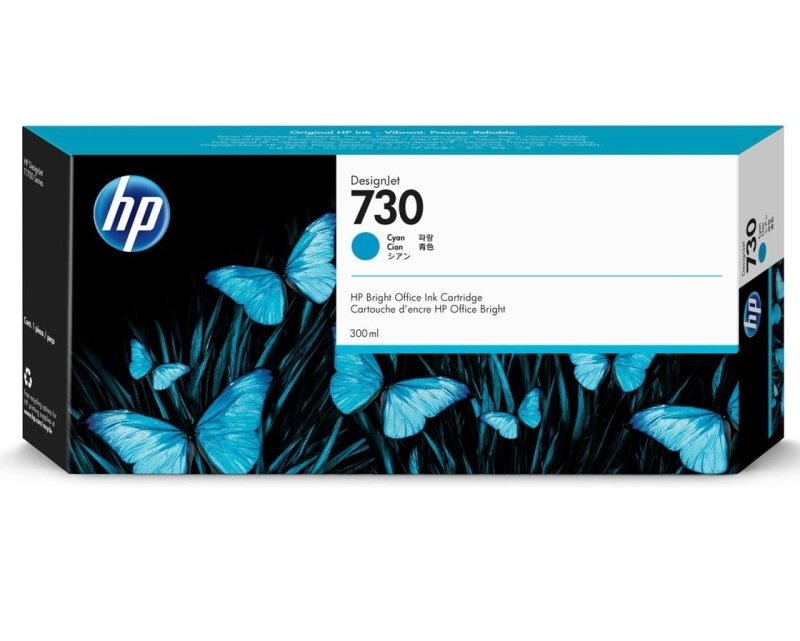 Image of HP 730 Cyan Original&nbsp;Designjet Ink Cartridge - High Yield 300ml - P2V68A