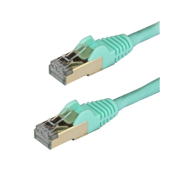 Startechcom Cat6a Cable 50 Cm Aqua Ethernet Cord Snagless Stp Cat6a Patch Cord