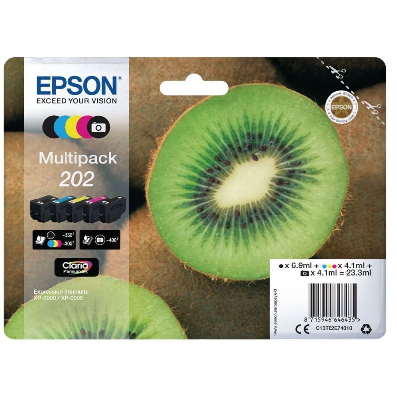 Image of Epson Ink/202 Kiwi Cyan Cartridge Multi-pack, Magenta, Yellow, Black, Photo Black