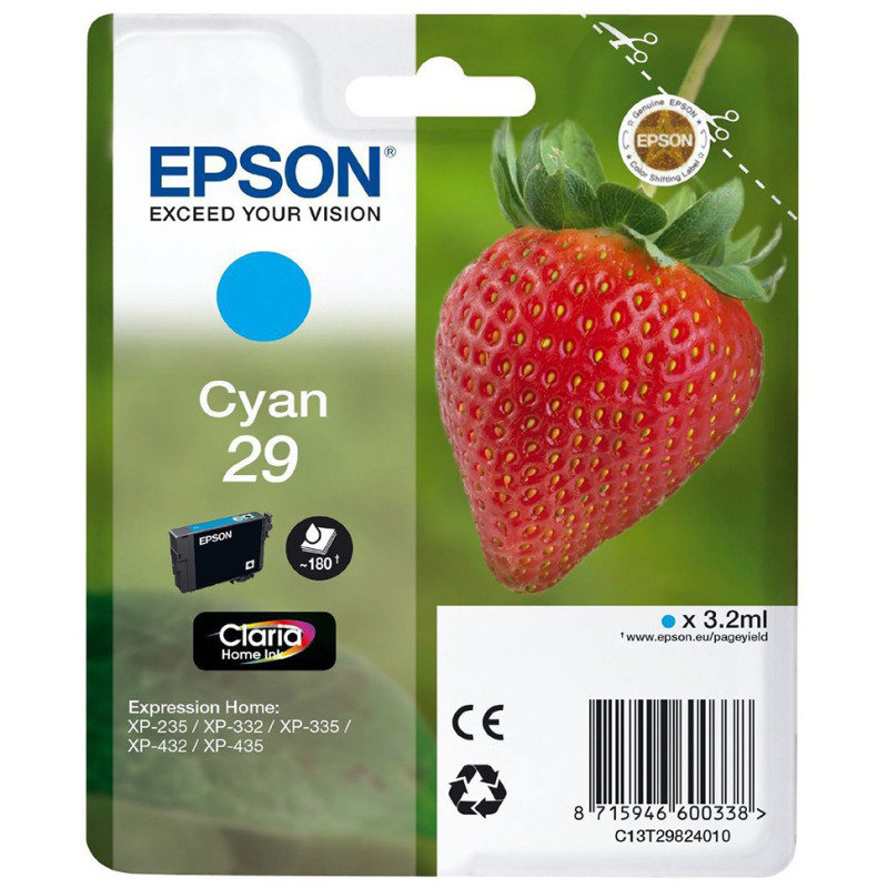 Image of Epson Ink/29 Strawberry 3.2ml Cyan - C13T29824022
