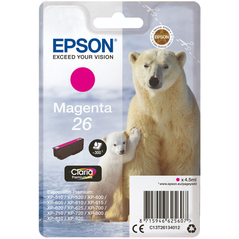 Image of Epson Ink/26 Polar Bear 4.5ml 300 Page Yield Magenta - C13T26134012