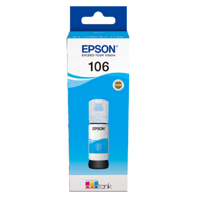 Image of Epson Ink/105 Ink Bottle 70ml, Cyan - C13T00R240