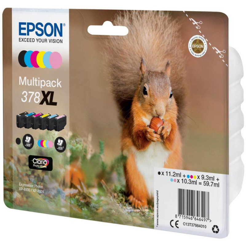 Image of Epson Ink/378XL Squirrel 830 Page Yield, CLcMLmYK - C13T37984010