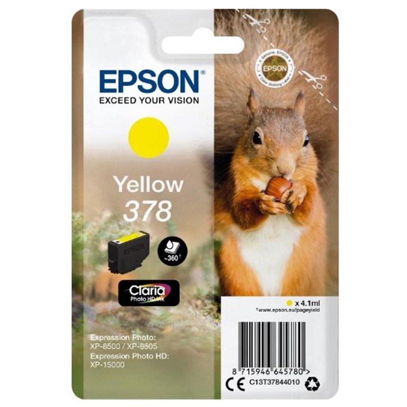 Image of Epson Ink/378 Squirrel 4.6ml Cartridge, Yellow - C13T37844010