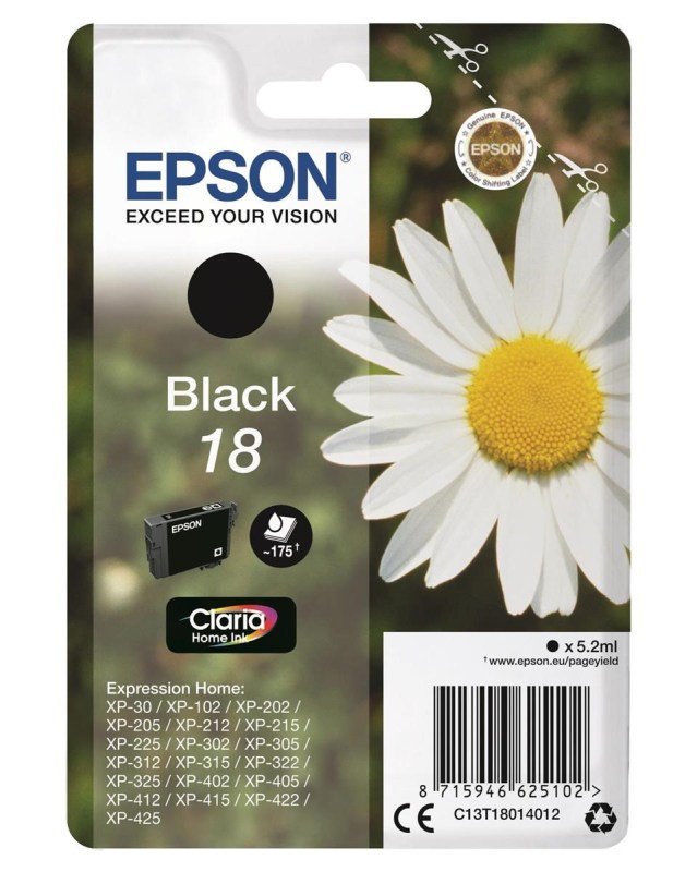 Image of Epson Ink/18 Daisy 5.2ml Cartridge, Black - C13T18014012