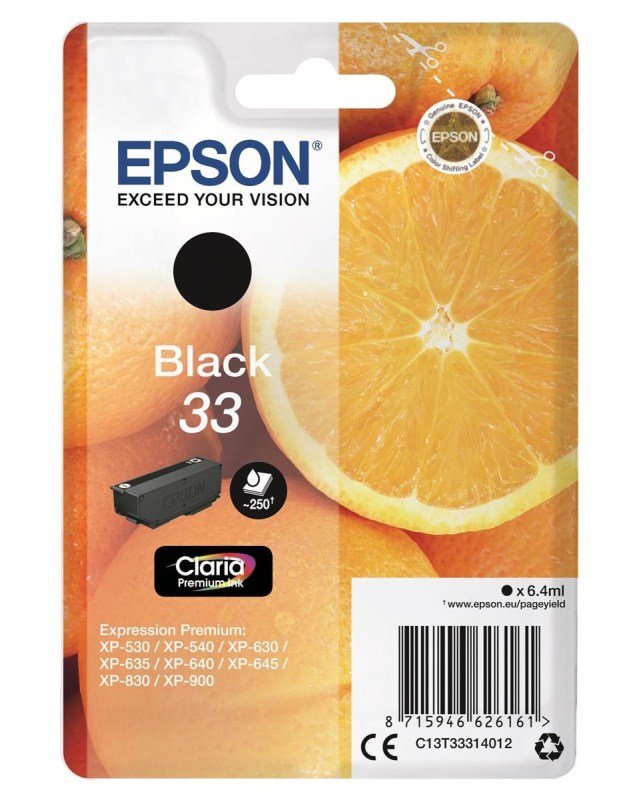 Image of Epson Ink/33 Oranges 6.4ml Cartridge, Black - C13T33314012