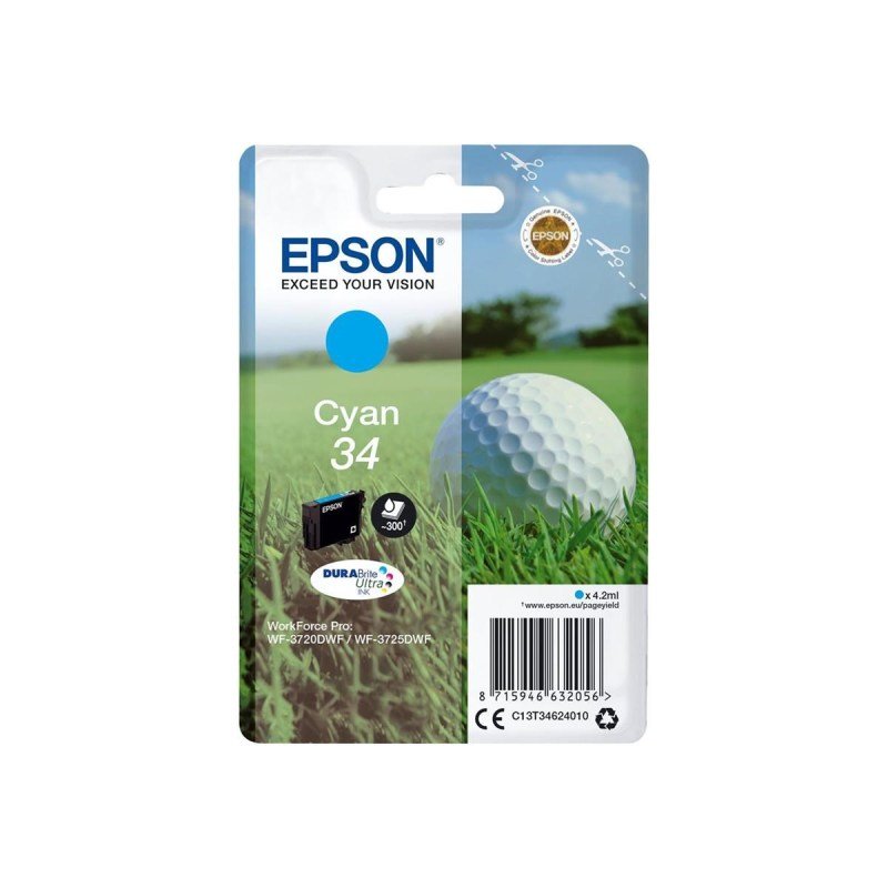 Image of Epson Ink/34 Golf Ball 4.2ml Cartridge, Cyan - C13T34624010
