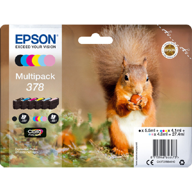 Image of Epson 378 Photo HD Inkjet Cartridge (Pack of 6)