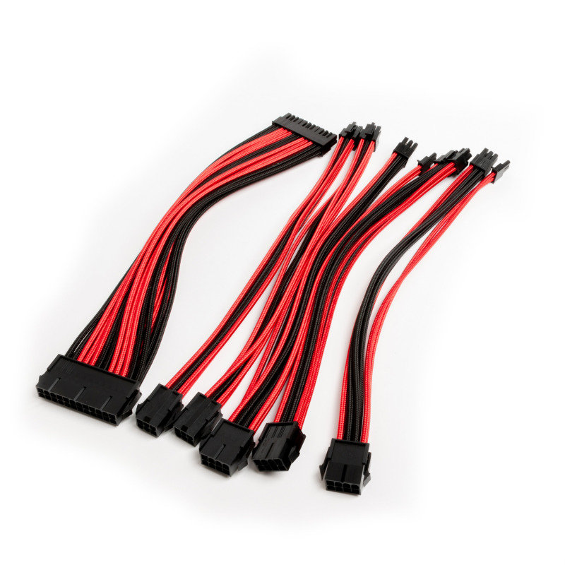 Premium Braided Psu Extension Cable Kit Red And Black