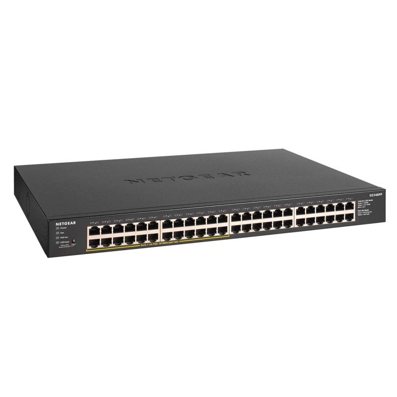 Netgear Gs348pp 48 Port Gigabit Ethernet Unmanaged Poe Switch With 24 Ports Poe