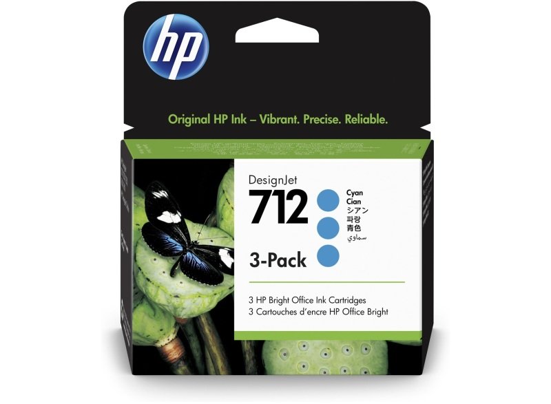 Image of HP 712 3-Pack 29-ml Cyan DesignJet Ink C