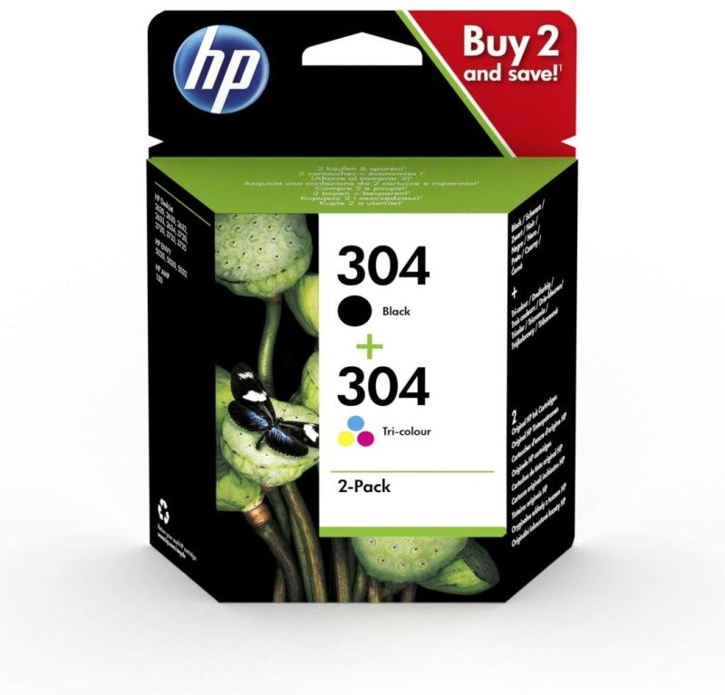 Image of HP 304 Original Ink Cartridges, Black &amp; Tri-Colour Multi Pack - 3JB05AE