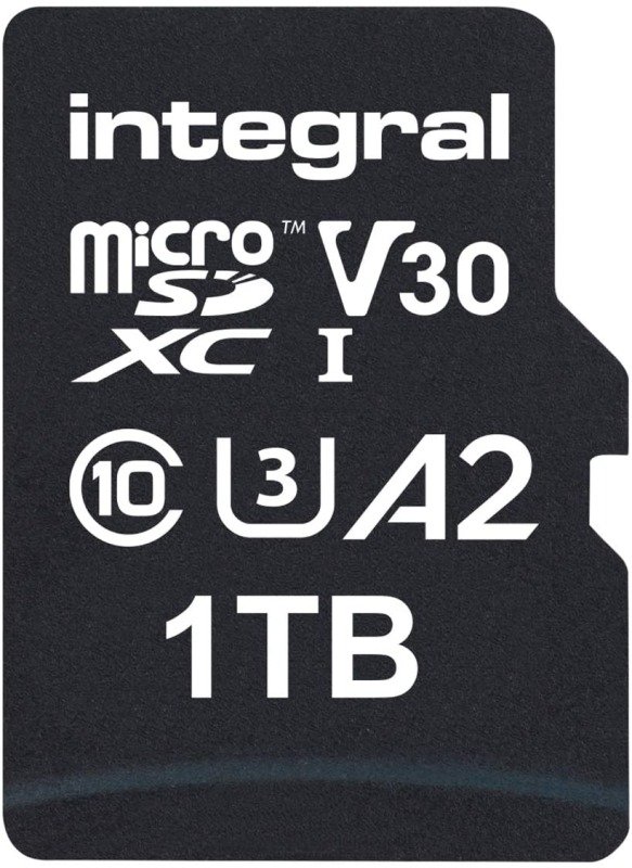Integral 1TB microSD UHS-1 U3 V30 A2 Read 180MBs /Write 150MBs