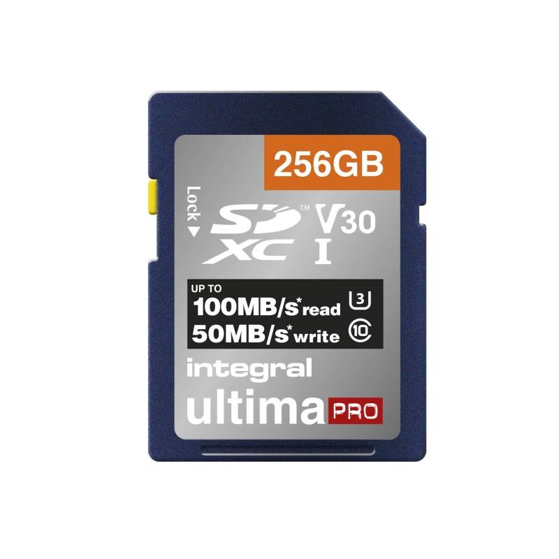 Integral 256GB 256GB SD UHS-1 U3 V30 Read 100MBs /Write 50MBs