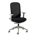 Sway Black Mesh Back Adjustable Operator Chair with Black Fabric Seat Grey Frame and Base