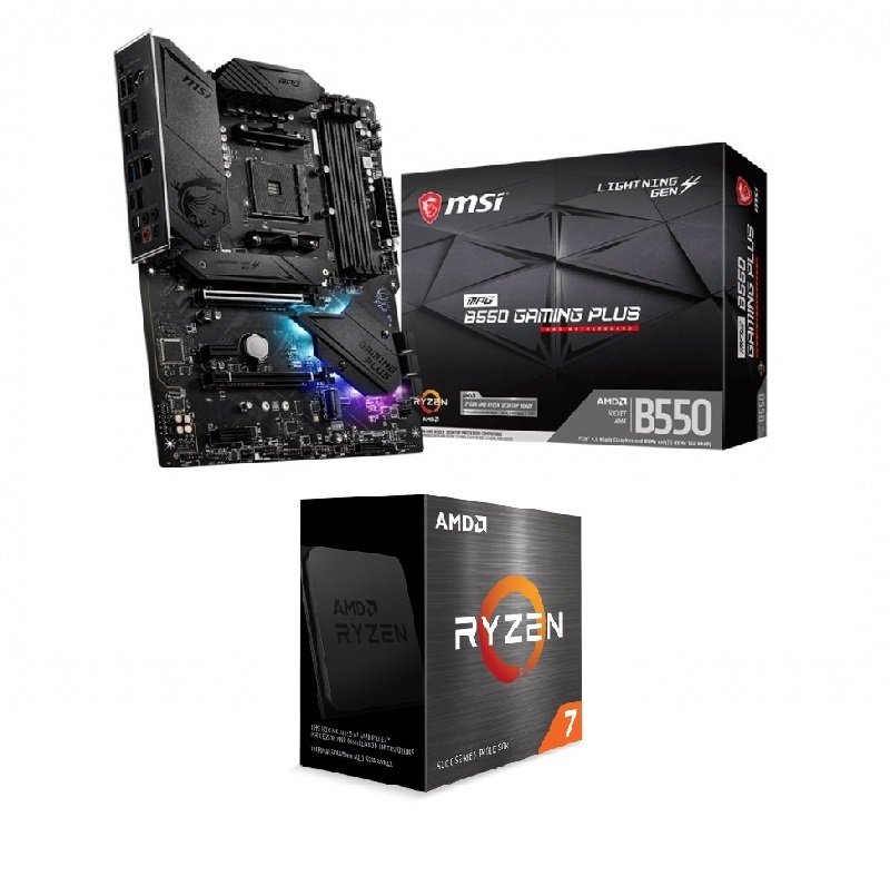 MSI MPG B550 GAMING PLUS ATX Motherboard + AMD Ryzen 7 5800X AM4 Processor Bundle