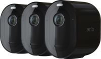Arlo Pro4 Wireless Outdoor Home Security Camera, CCTV, 6-Month Battery, Colour Night Vision, 2K, 2 Way Audio, Built-in Siren, No Hub Needed, 3 Cam Kit, 90-Day Free Trial of Arlo Secure Plan, Black