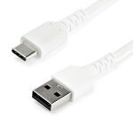 1 m / 3.3 ft USB 2.0 to USB C Cable - White - Aramid Fiber - EMI Protection