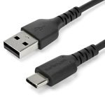 2 m / 6.6 ft USB 2.0 to USB C Cable - Black - Aramid Fiber - EMI Protection