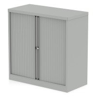 Qube By Bisley 1000mm Side Tambour Cupboard Goose Grey No Shelves