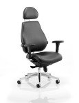 Chiro Plus Ultimate Black Leather With Arms With Headrest