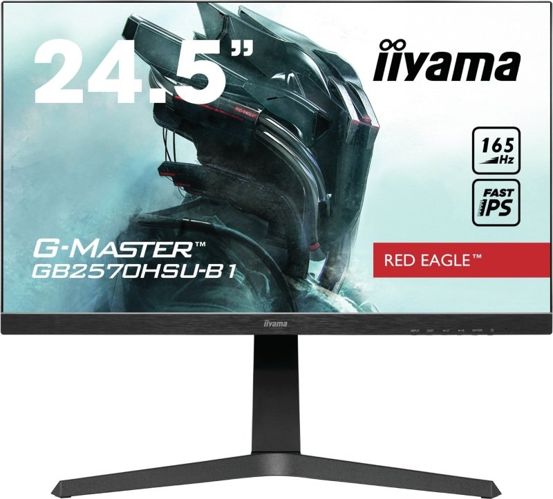 Iiyama G-MASTER GB2570HSU-B1 24.5" Full HD LED IPS Monitor, 165Hz, 0.5ms, HDMI, DisplayPort, Speakers, Height Adjustable, AMD FreeSync