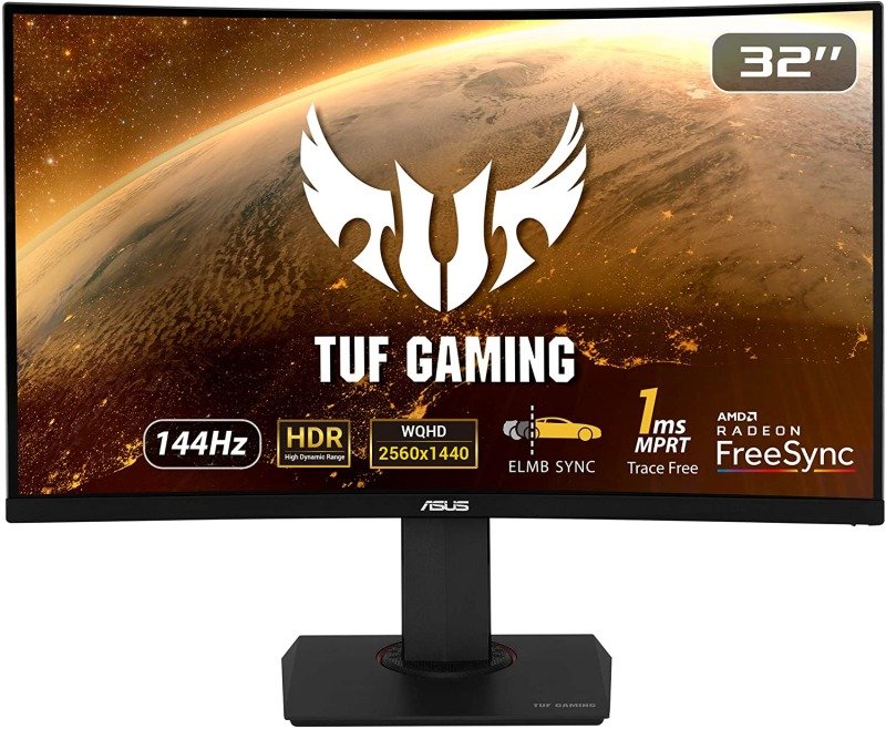 ASUS VG32VQR TUF Gaming 31.5" WQHD VA Gaming Monitor, 144Hz, 1ms, HDMI, DisplayPort, Speakers, Height Adjustable, AMD FreeSync