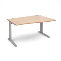 TR10 Height Settable Straight Desk 1000mm x 800mm - Silver Frame Beech Top