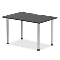 Impulse Black Series 1200 x 800mm Straight Table Black Top with Cable Ports Chrome Leg