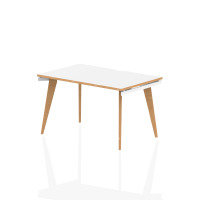 Oslo 1200mm Single Starter Desk White Top Natural Wood Edge White Frame