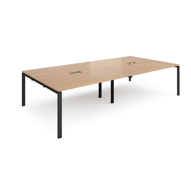 Adapt Rectangular Boardroom Table 3200mm x 1600mm - Black Frame Beech Top